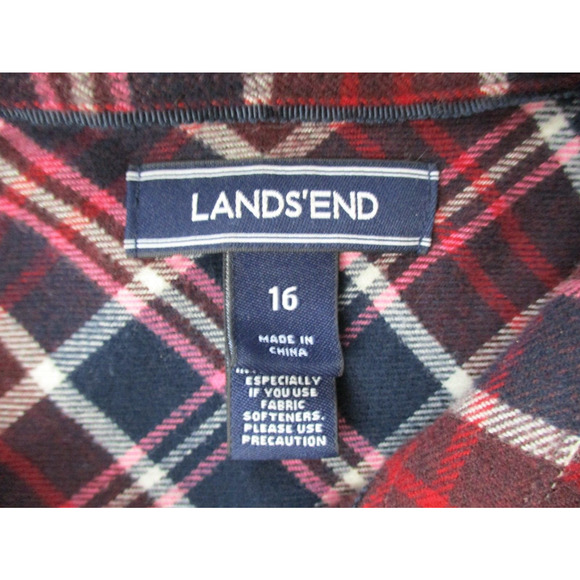 LL Bean Womens Scotch Plaid Flannel Shirt Size 16 Red Relaxed Fit Top 488594 - Picture 10 of 15